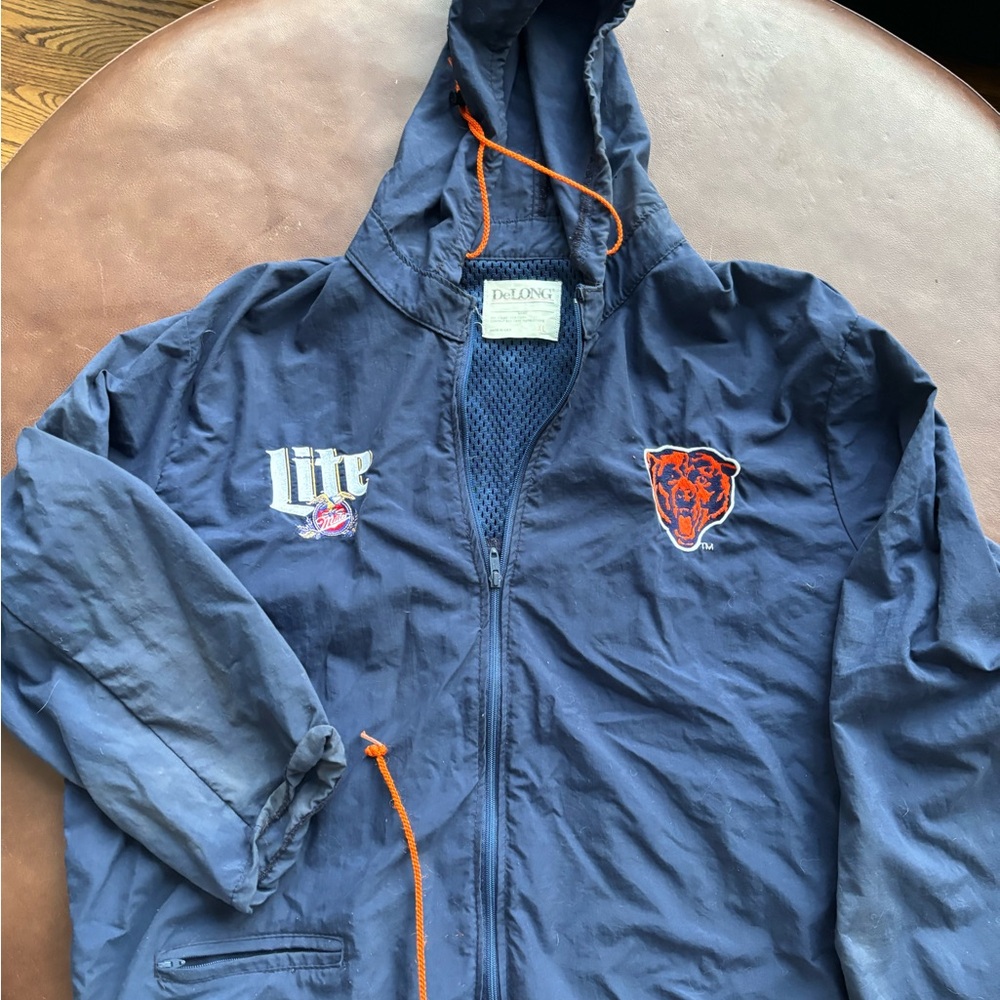 Vintage Delong Chicago Bears Miller Lite Beer Lightweight Wind Breaker Jacket XL